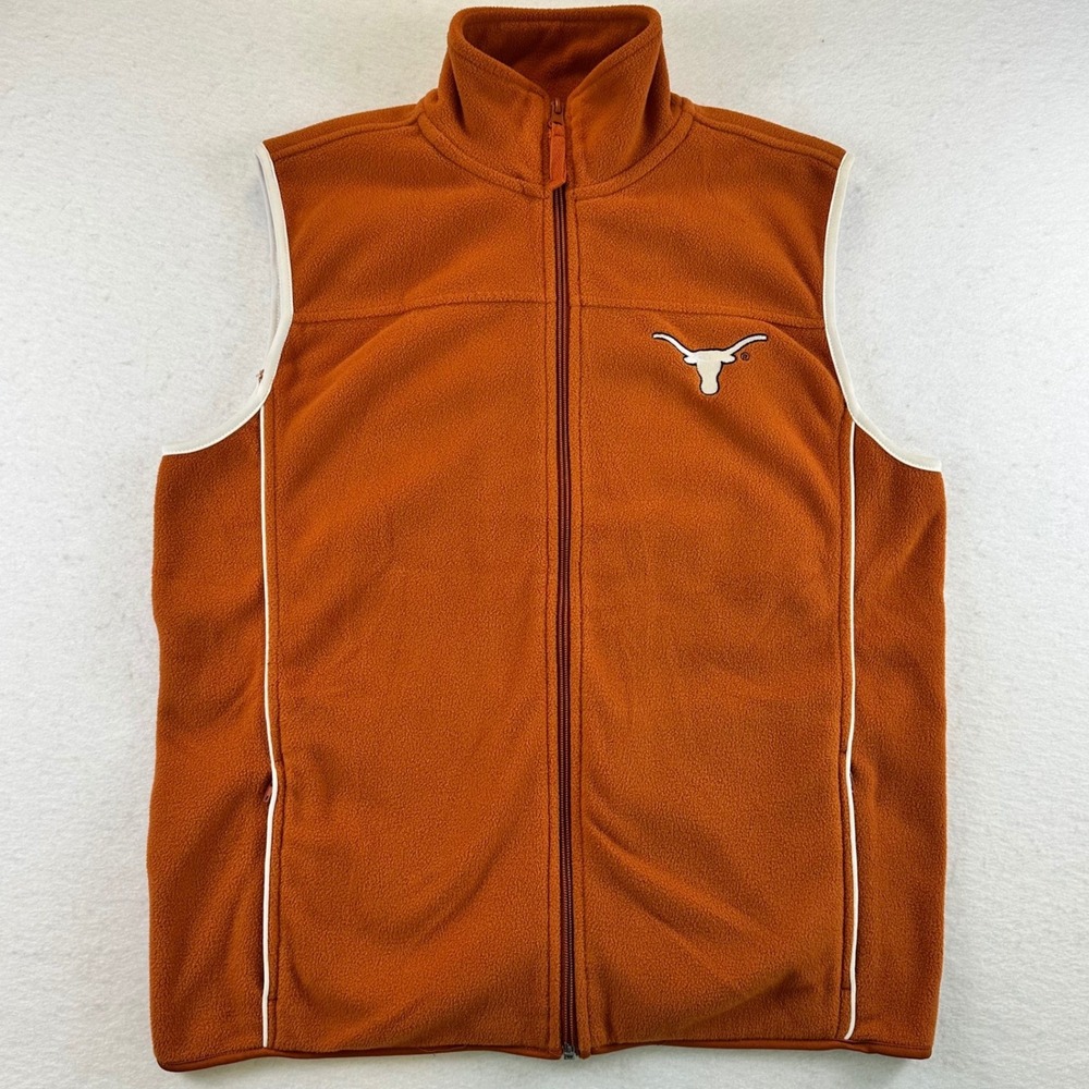 Colosseum Athletics Texas Longhorns Fleece Vest Burnt Orange Womens Medium Zip